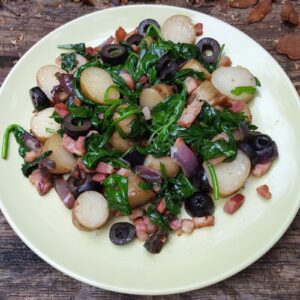 Warm potato and bacon salad