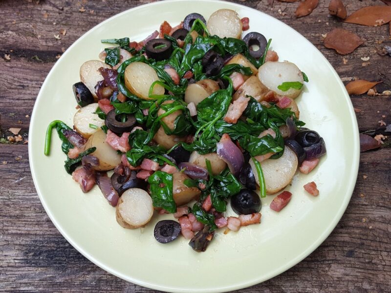 Warm potato and bacon salad