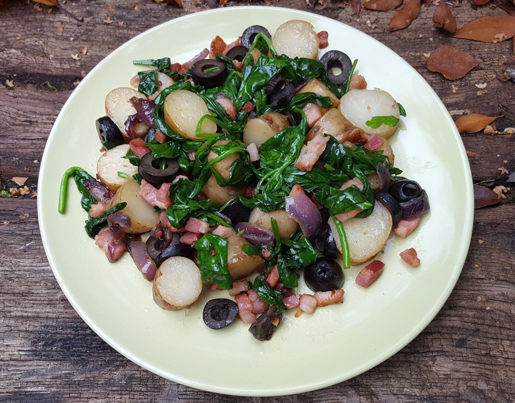 Warm potato and bacon salad