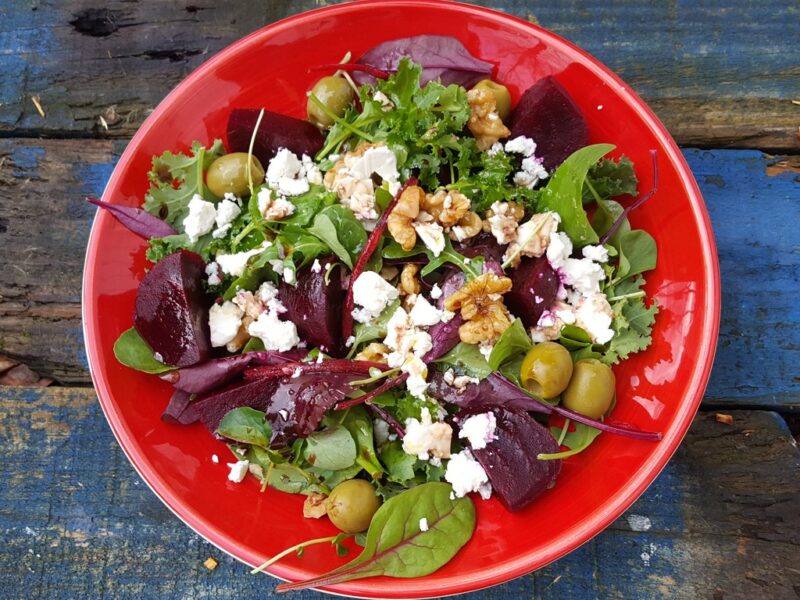 Beetroot, walnut and feta salad