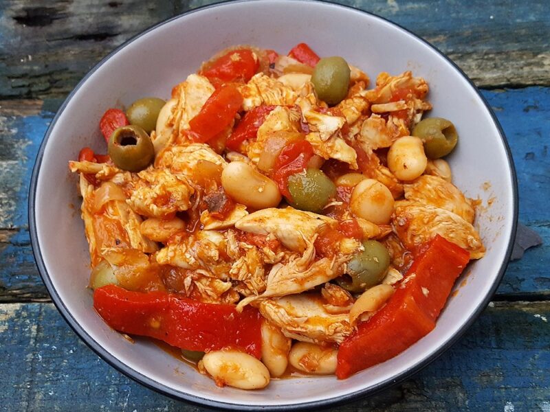 Leftover chicken stew Mediterranean style