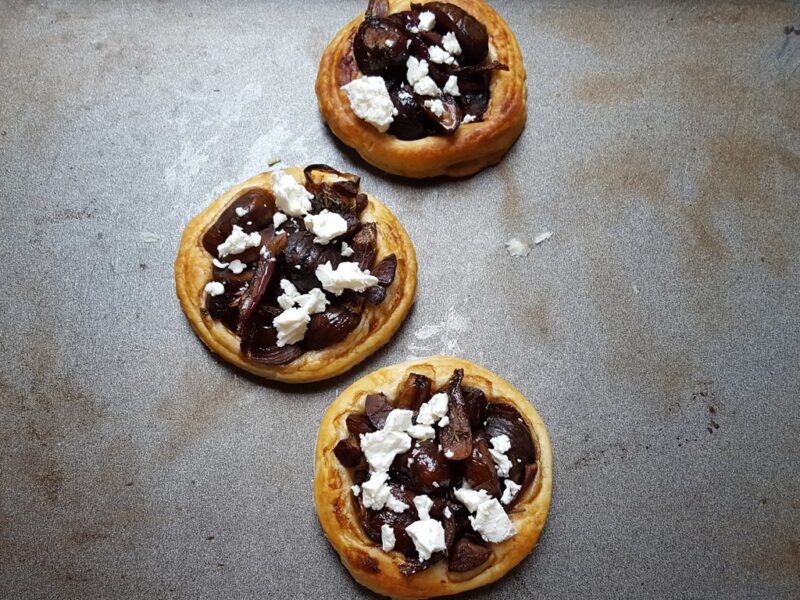 Caramelised onion and chestnut tarts