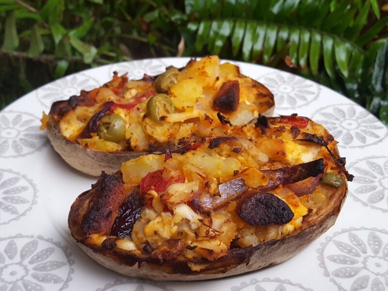 Spanish style loaded potato skins