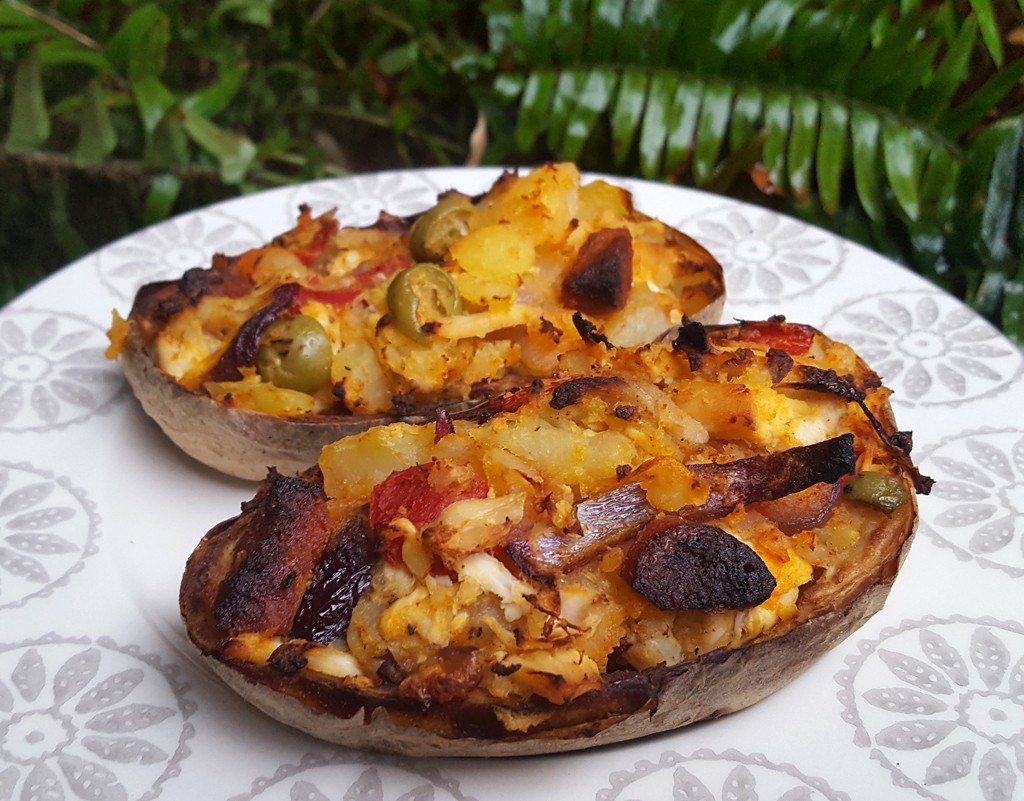 Spanish style loaded potato skins