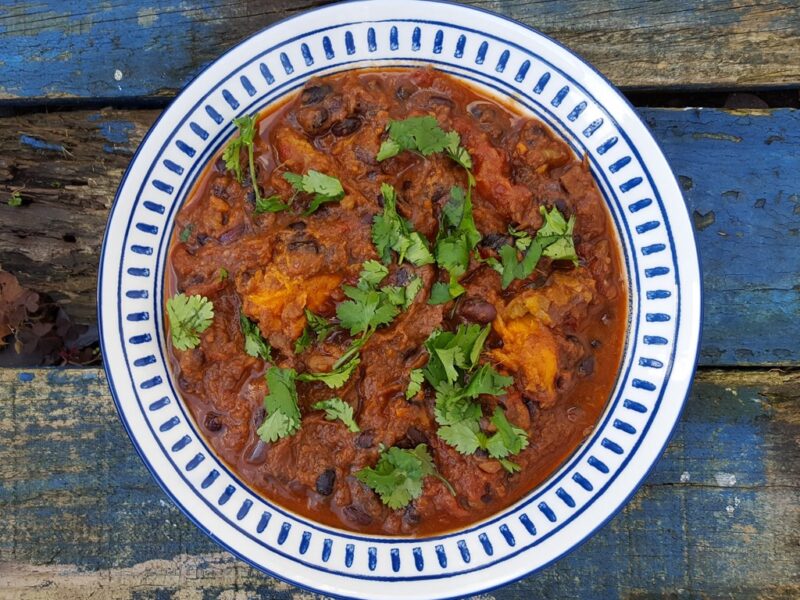 Black bean and sweet potato chilli