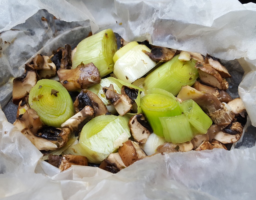 Mushroom and leek parcels