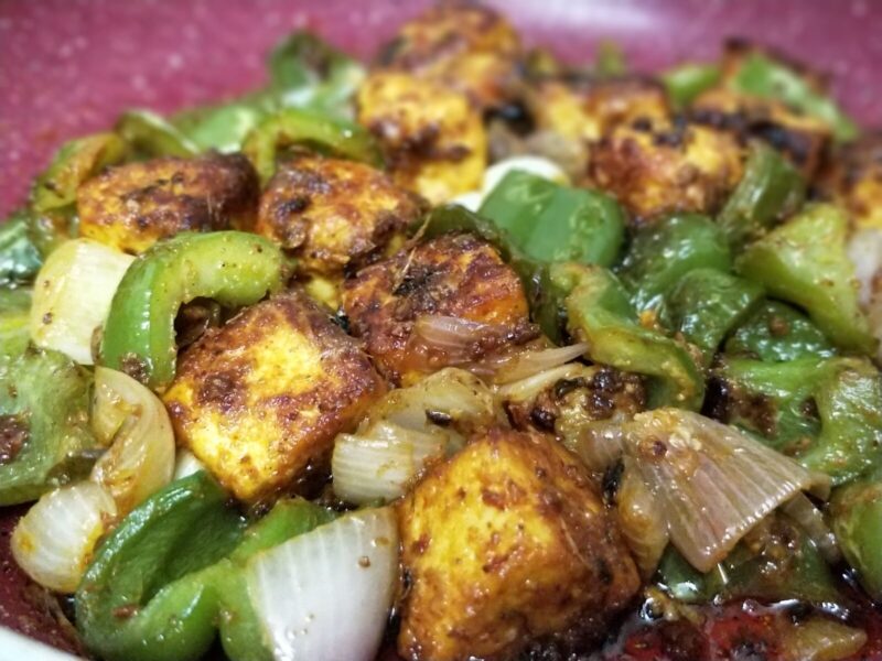 Paneer capsicum stir fry