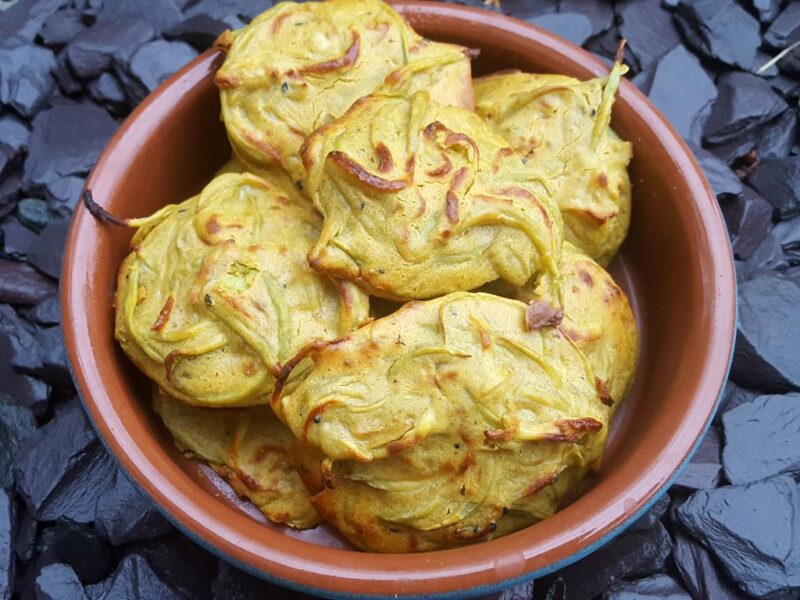 Baked bottle gourd fritters