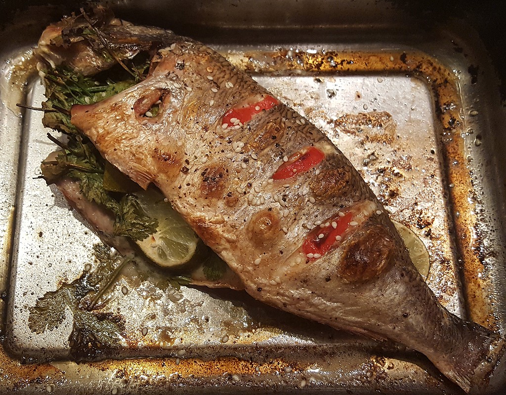 Chinese-style baked sea bream