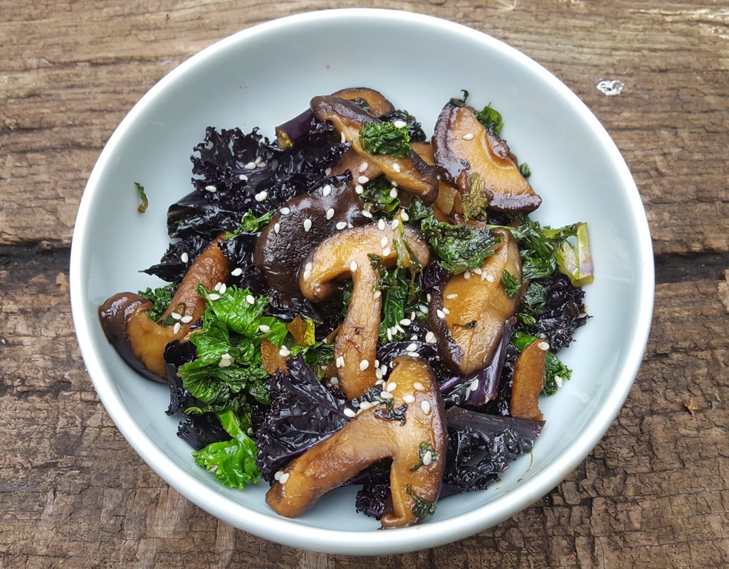 Shiitake and kale stir-fry