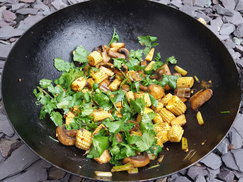 Baby corn and mushroom stir-fry