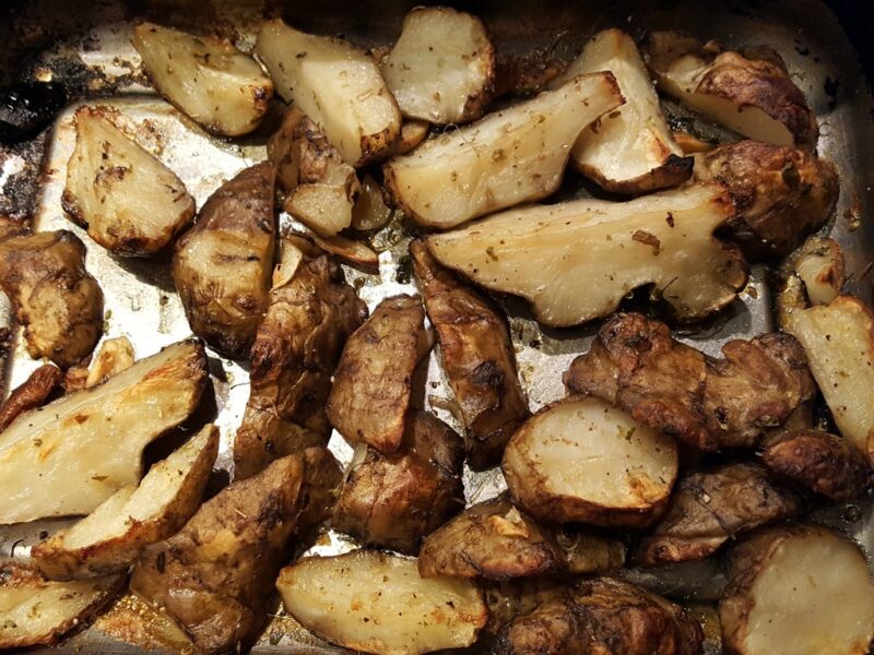 Garlic & herb baked Jerusalem artichokes