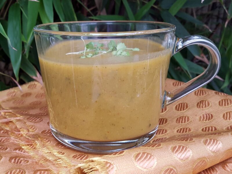 Curried broccoli and sweet potato soup