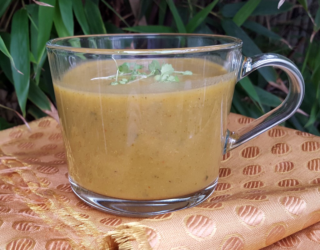 Curried broccoli and sweet potato soup