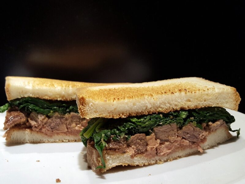 Venison steak and pate sandwich