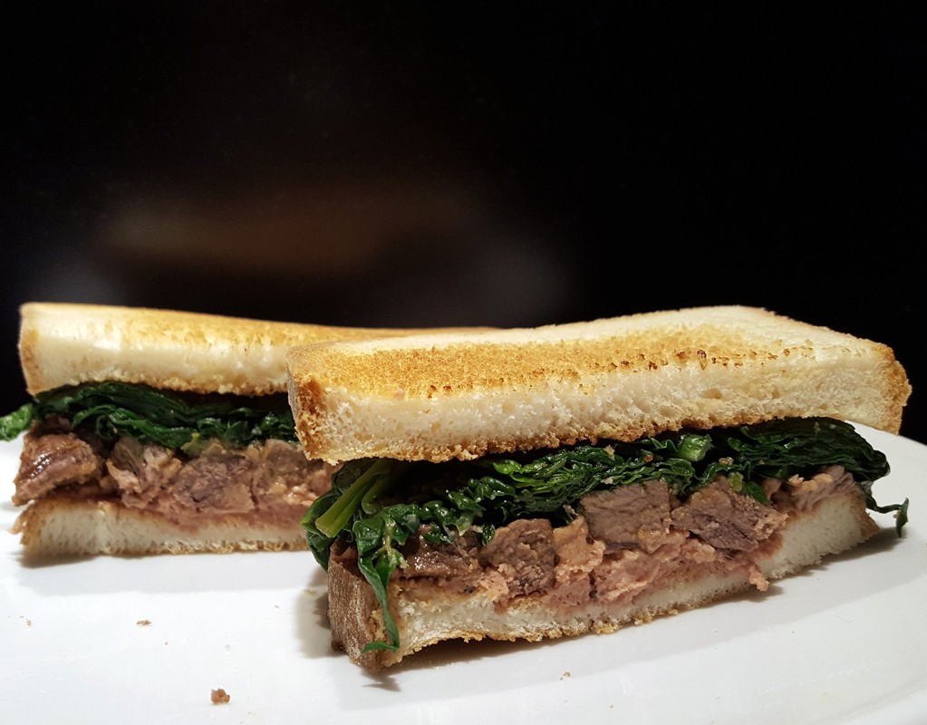 Venison steak and pate sandwich