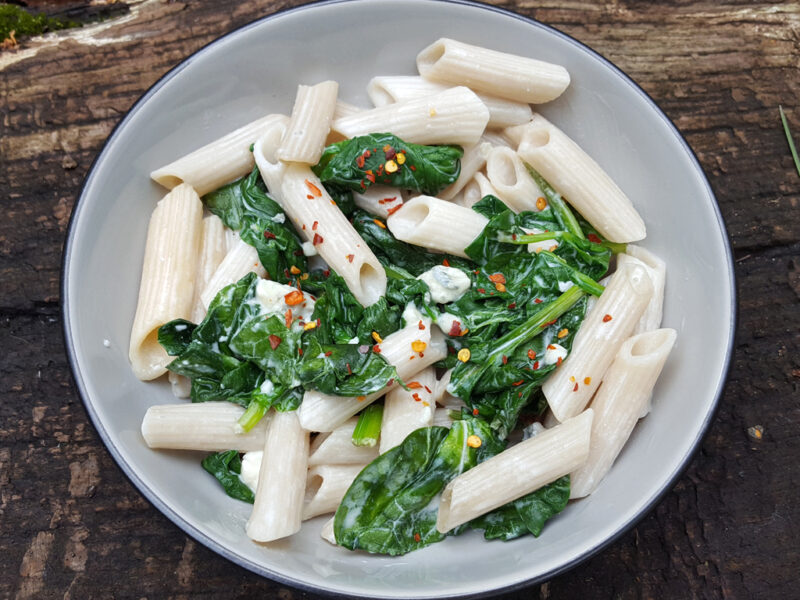 Pasta with spinach and gorgonzola