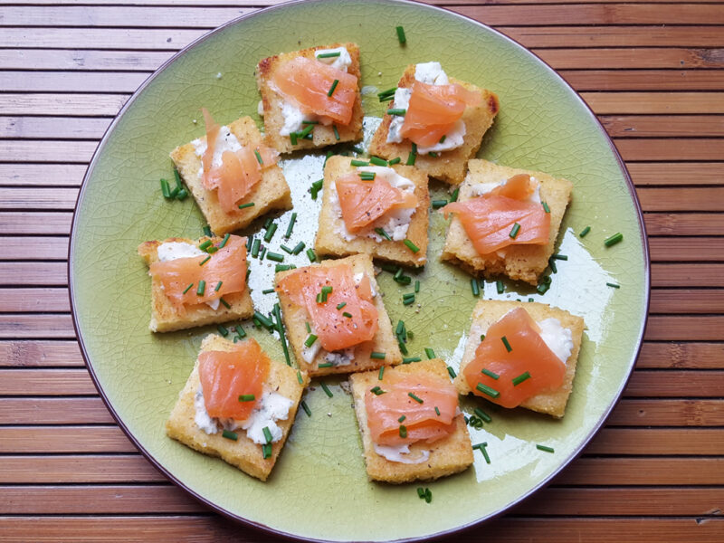 Smoked salmon and polenta bites