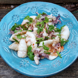 Spiced griddled squid