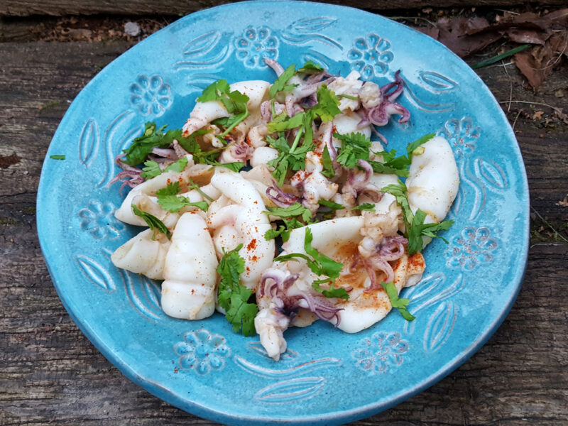 Spiced griddled squid