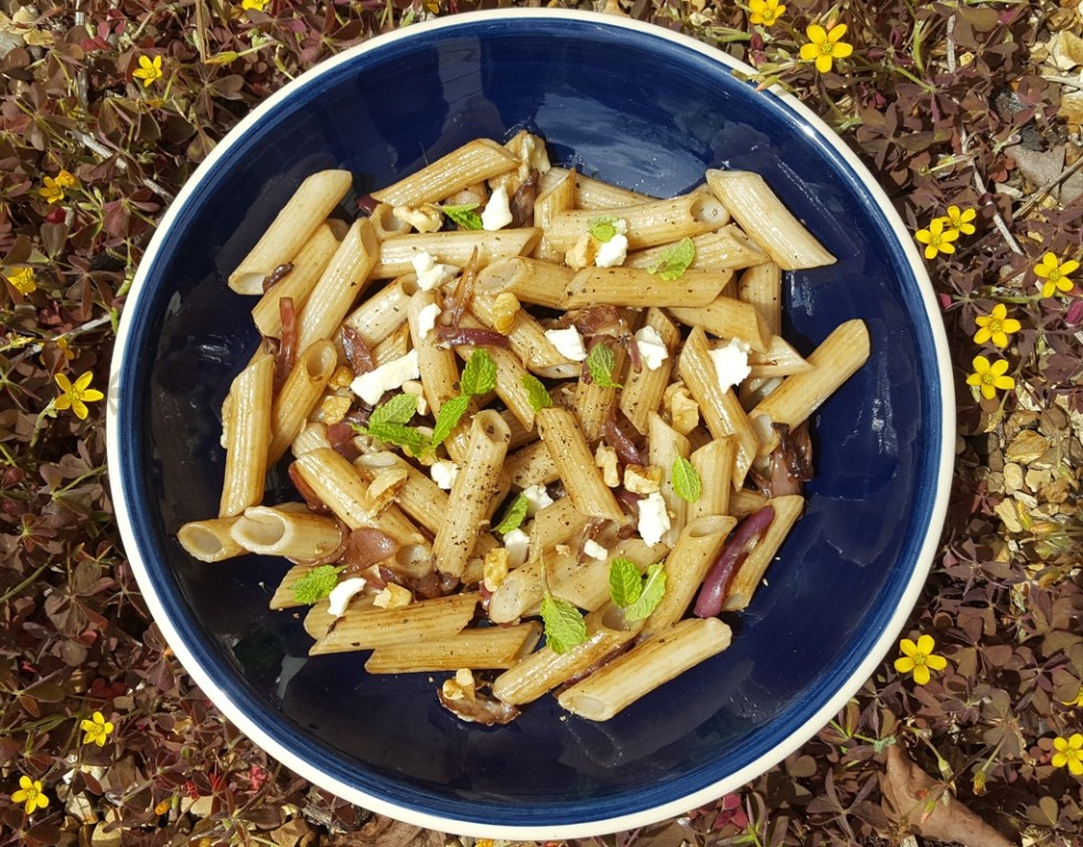 Gorgonzola and caramelised onion pasta