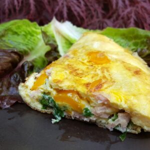 Ham, cheese and pepper omelette