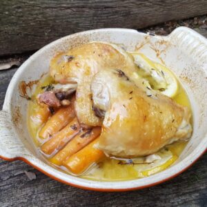 Lemon & thyme baked chicken with carrots