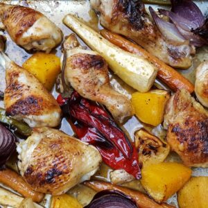 Maple and Cinnamon glazed chicken traybake