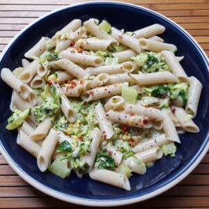 Pasta with gorgonzola and courgette