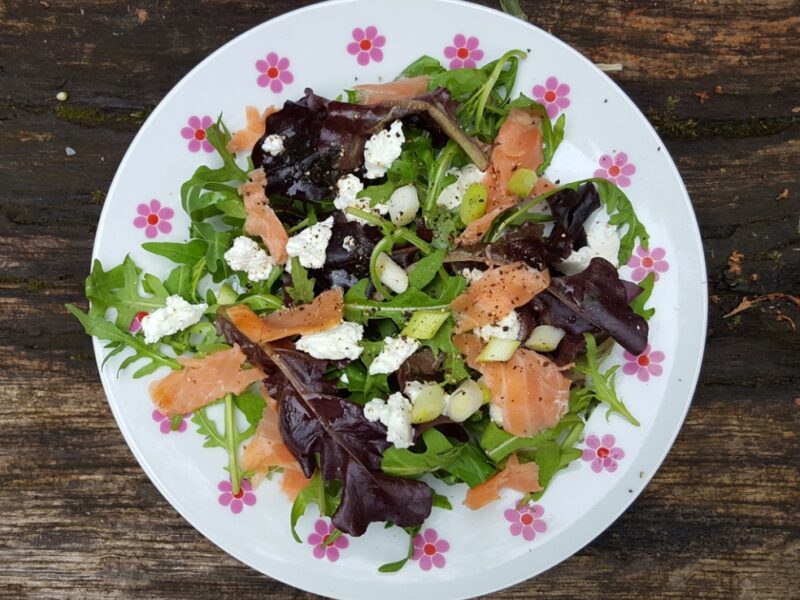 Smoked trout and goat’s cheese salad