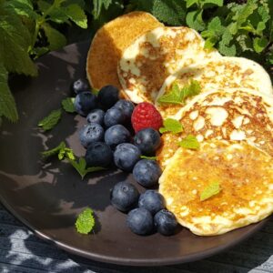 Zesty Quark and almond pancakes