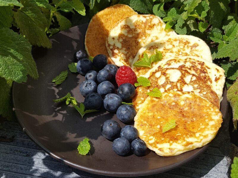 Zesty Quark and almond pancakes