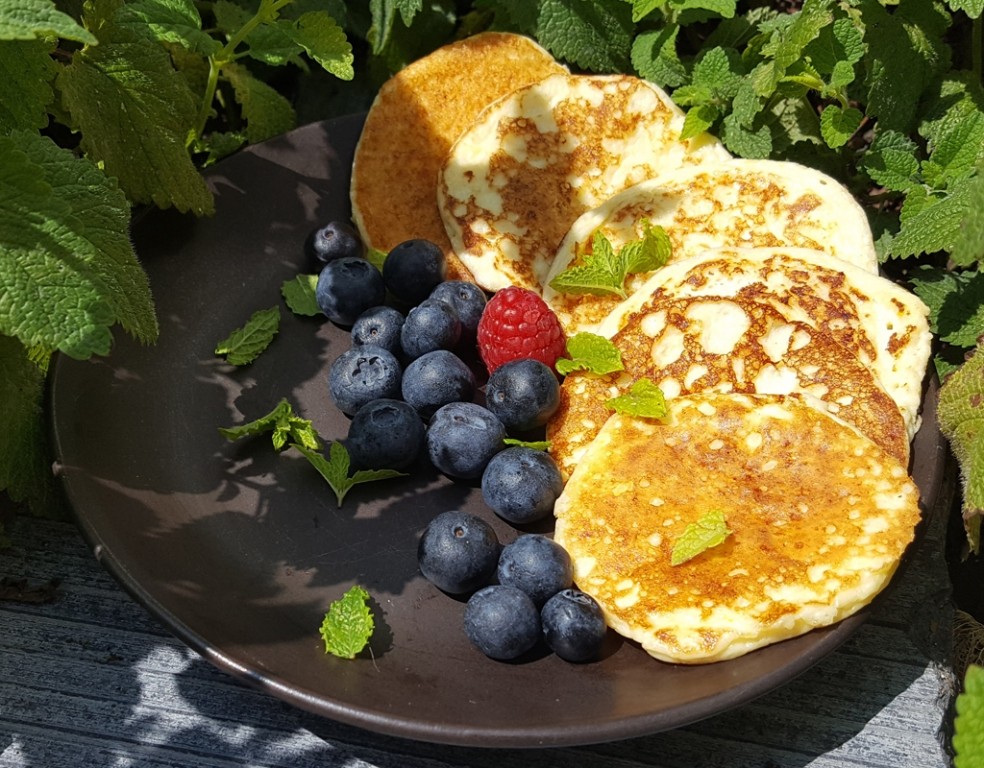 Zesty Quark and almond pancakes