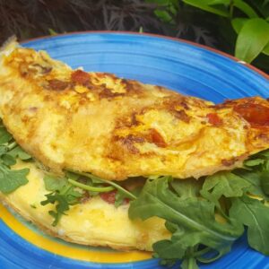 Chorizo and tomato omelette