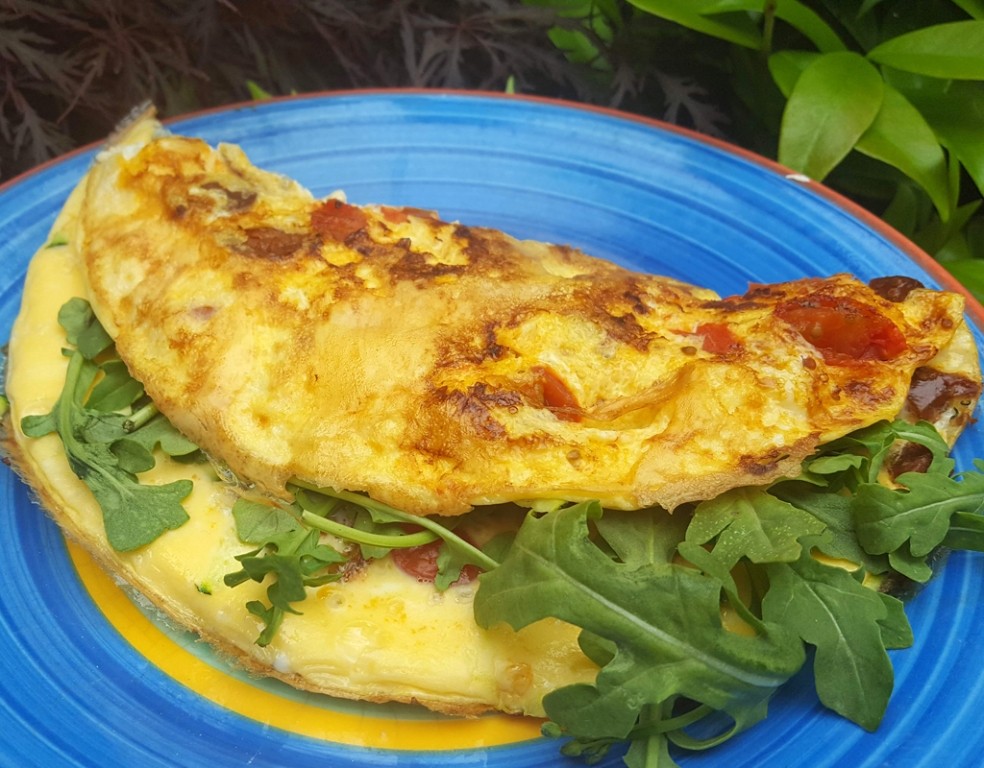 Chorizo and tomato omelette