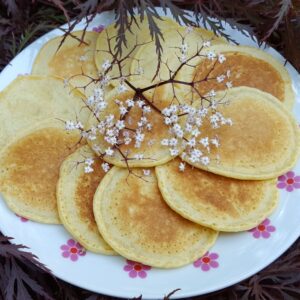 Gluten-free elderflower and lemon pancakes