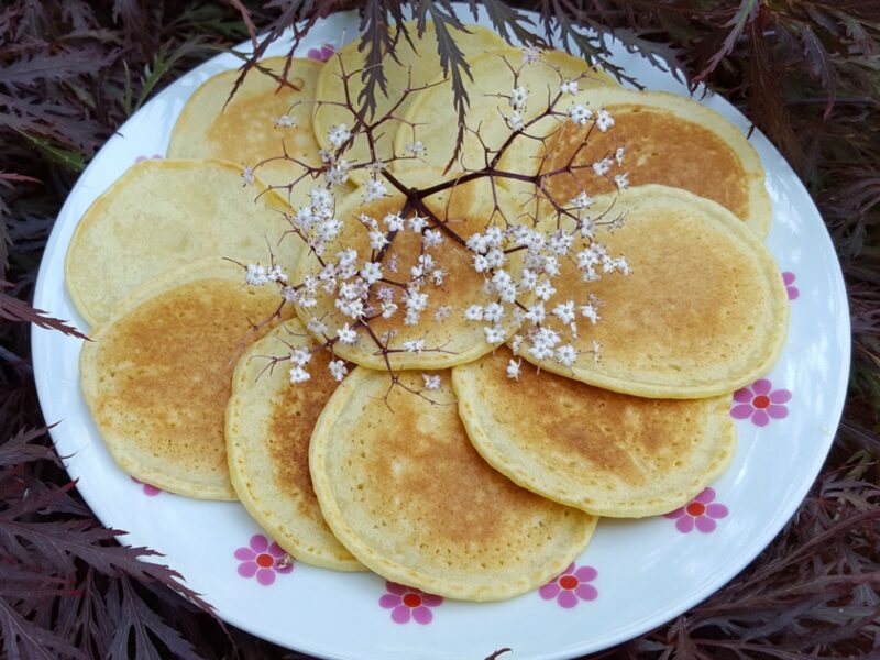 Gluten-free elderflower and lemon pancakes