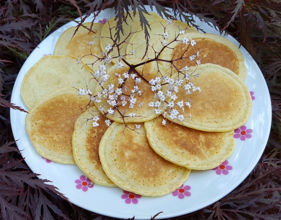 Gluten-free elderflower and lemon pancakes