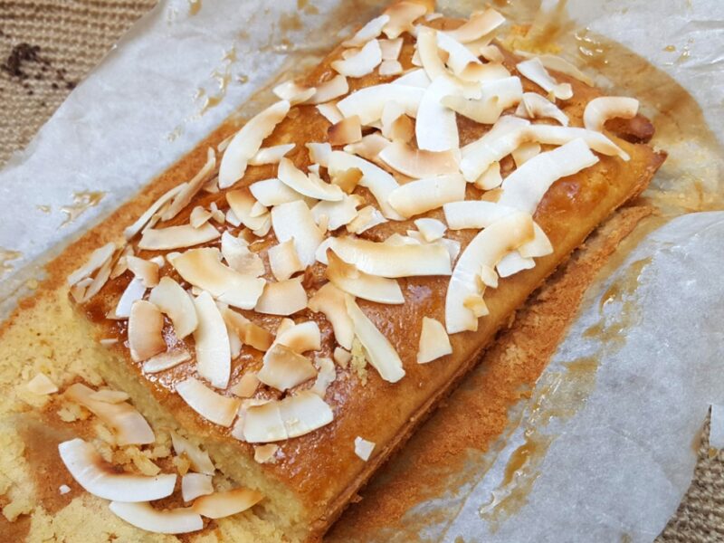 Gluten-free and dairy-free elderflower loaf cake