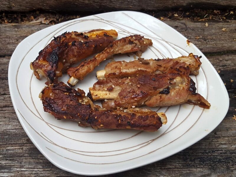 Teriyaki glazed pork ribs