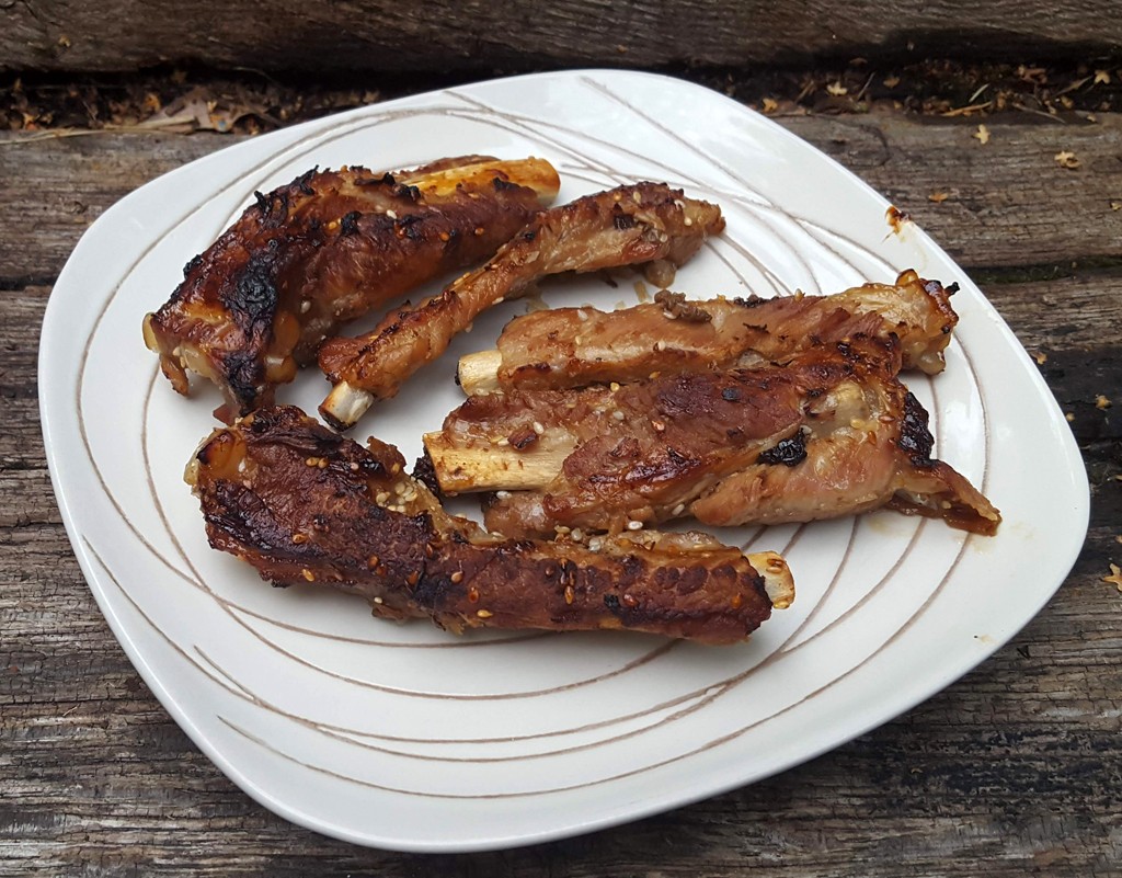 Teriyaki glazed pork ribs