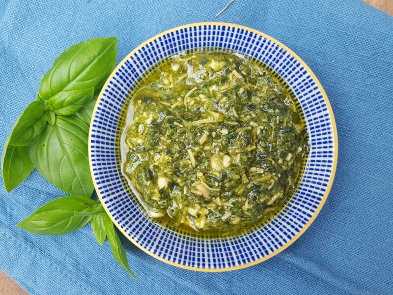 Homemade basil pesto