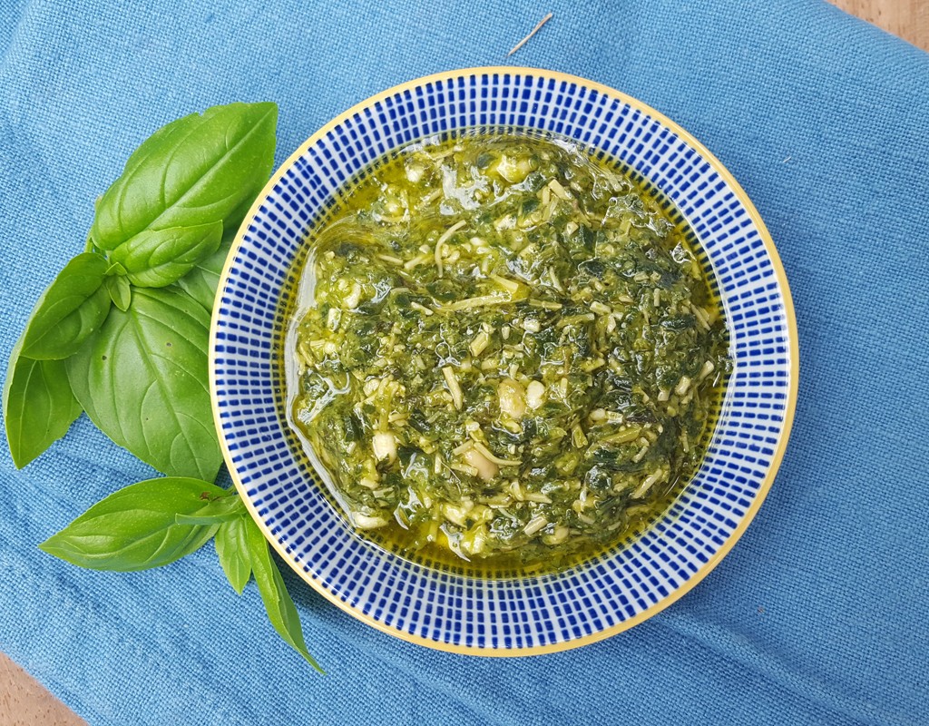 Homemade basil pesto