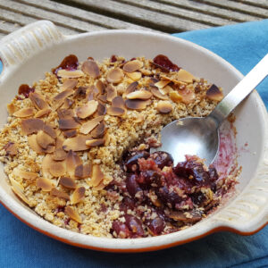 Cherry and almond crumble