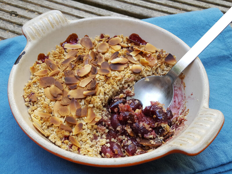 Cherry and almond crumble