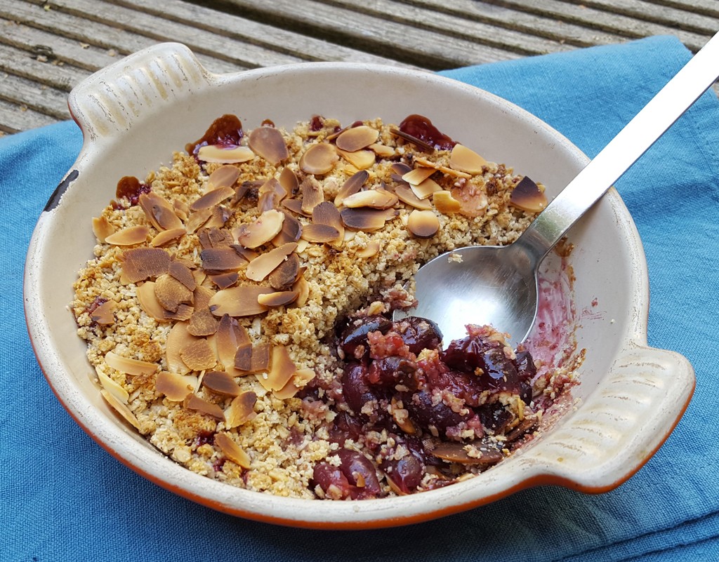 Cherry and almond crumble