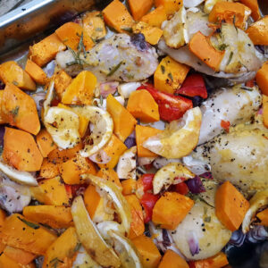 Chicken and squash traybake