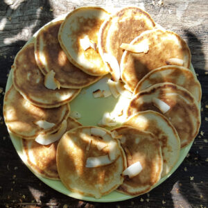 Elderflower and coconut pancakes