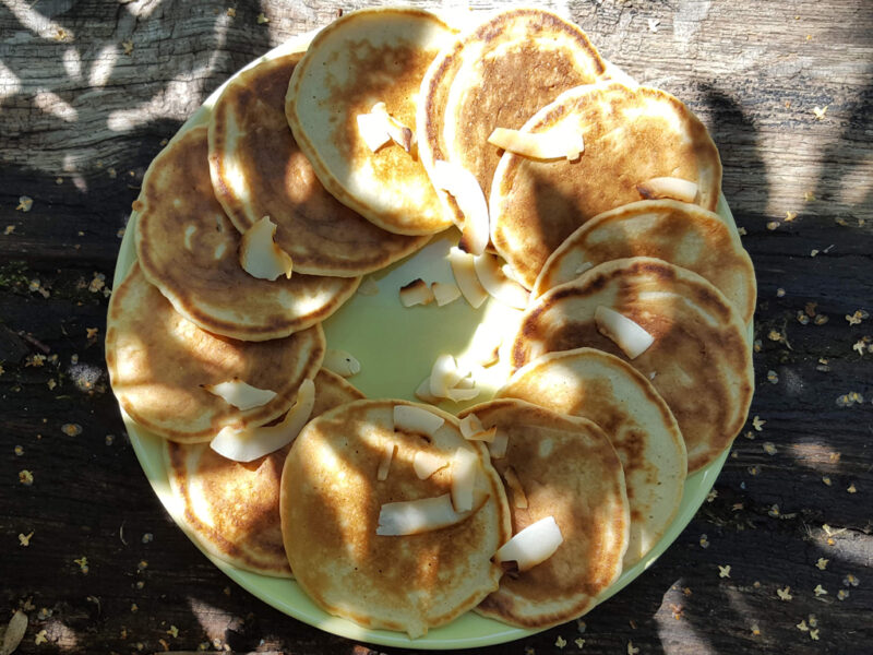 Elderflower and coconut pancakes