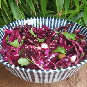 Japanese-style red cabbage and beet salad